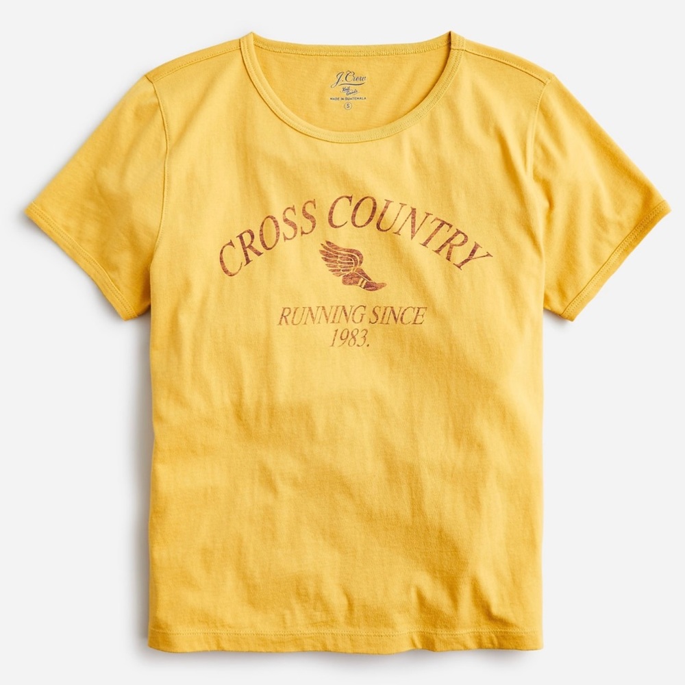J.Crew NWT Broken-in jersey "Cross Country" cropped T-shirt Small Rich Gold Top